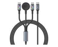 USAMS Kabel 3w1 z ładowarką indukcyjną 72W do USB-C stalowy - 1569028 - zdjęcie 1
